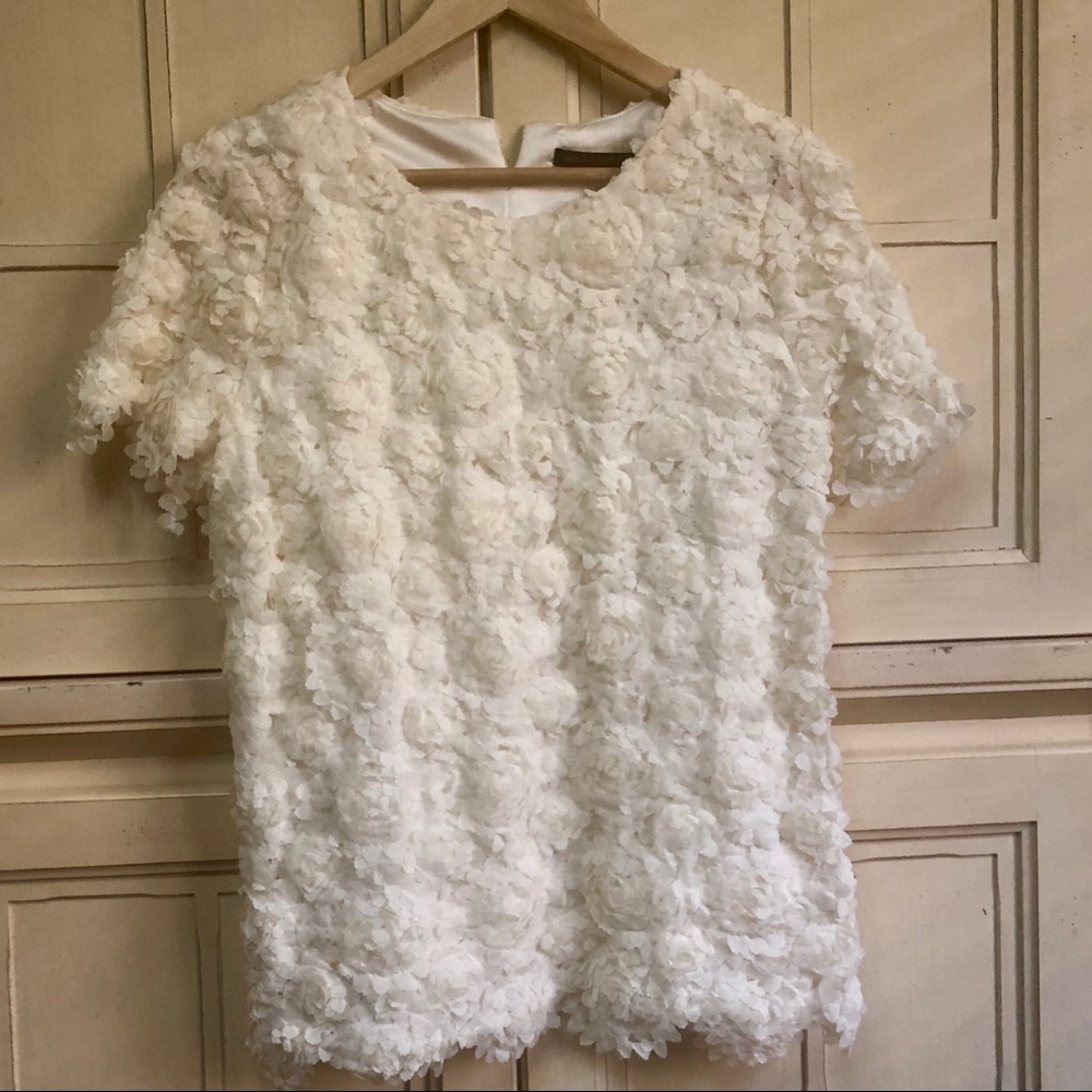 Elegant White Floral Textured Blouse